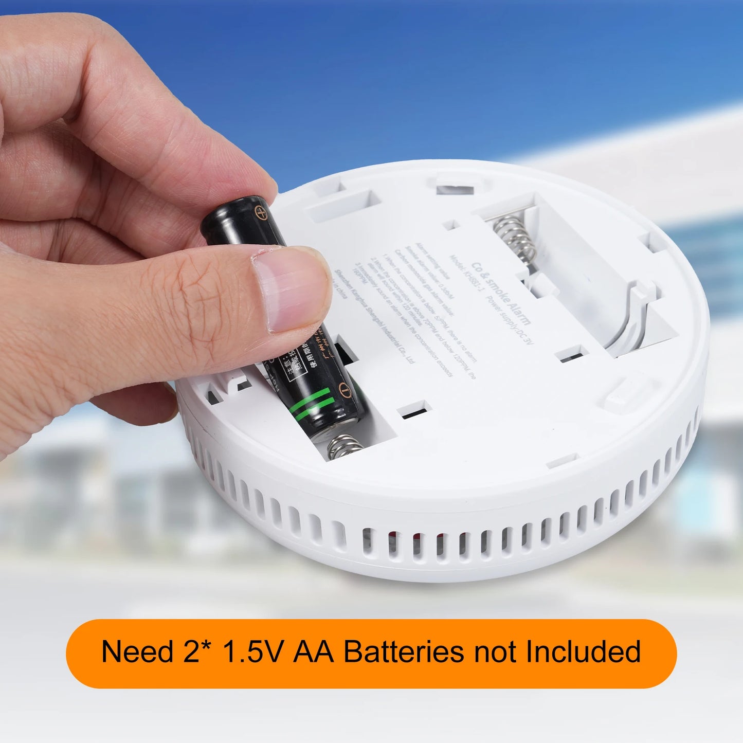 2 in 1 Smoke Carbon Monoxide Alarm Detector Dual Sensor with LCD Display Screen for Homes and Offices