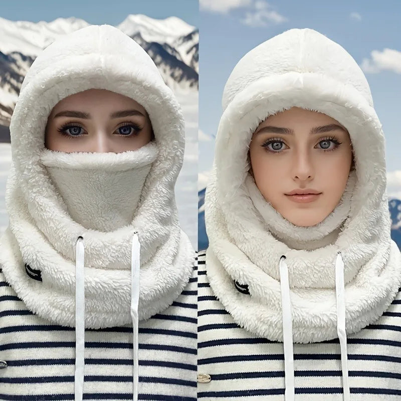 Adjustable Winter Balaclava Hat with Sherpa Hood and Windproof Ski Face Cover for Men and Women