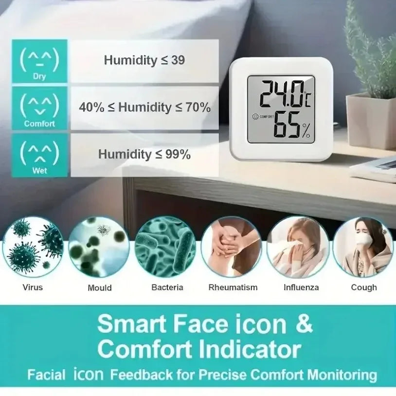 Digital Clock, Temperature (C / F), and Relative-Humidity (%RH), Automatic Monitoring, Large LCD Screen, Adjustable (offset calibration with NIST standard reference)