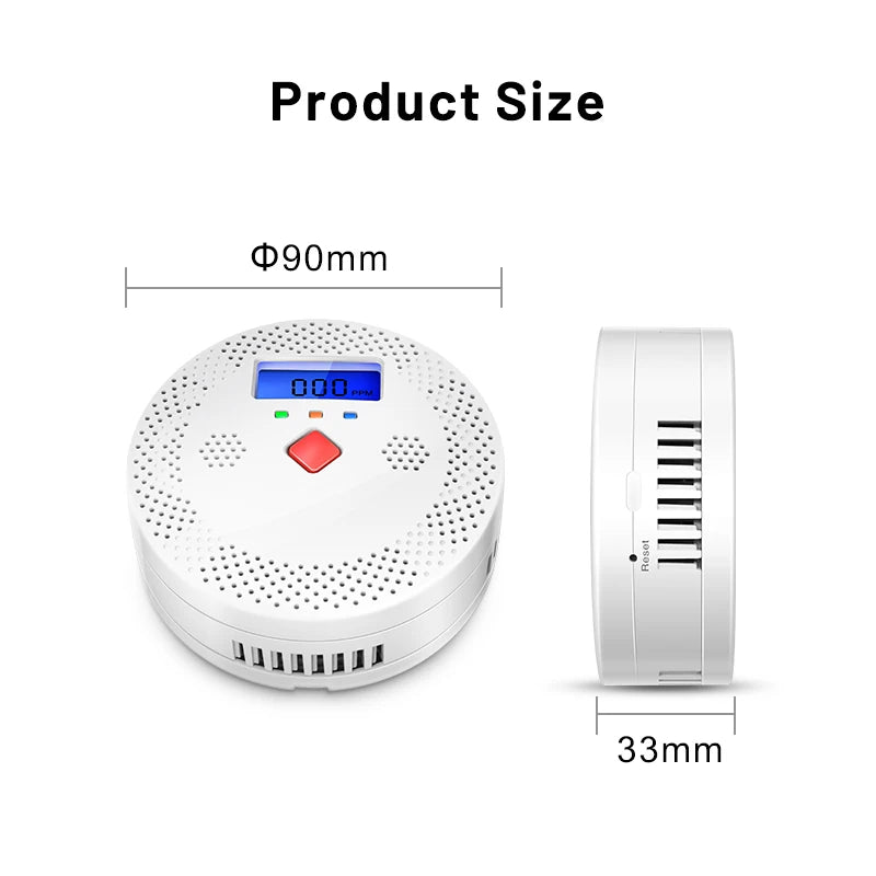 Tuya Wifi Smart Carbon Monoxide Detector Alarm, 85Db Sound Warning, LCD Digital Display, Indoor Real-Time CO Monitor for home, office and factory