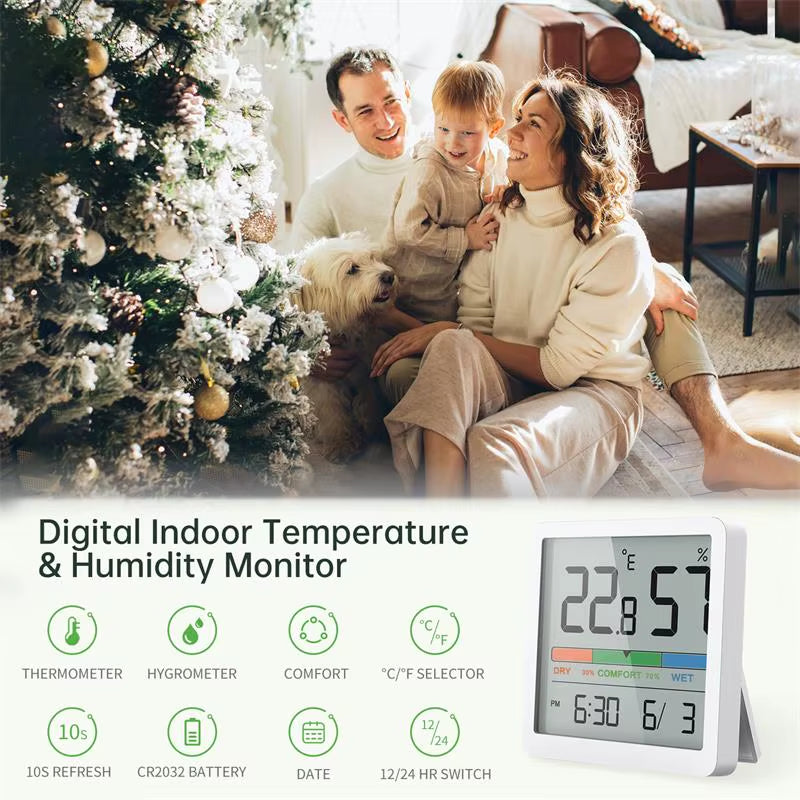 Indoor Temperature Humidity Meter Home LCD Digital Thermometer Hygrometer Sensor Gauge Weather Station Smart Monitor