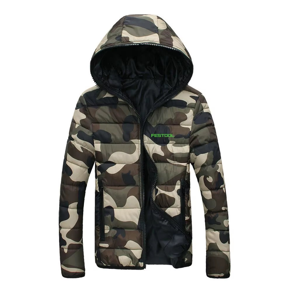 Festool Tools Autumn Winter Jacket Men Jacket Casual Thicken Cotton Padded Jacket Slim Fit Hoodie Zip Clothing Streetwear Coat
