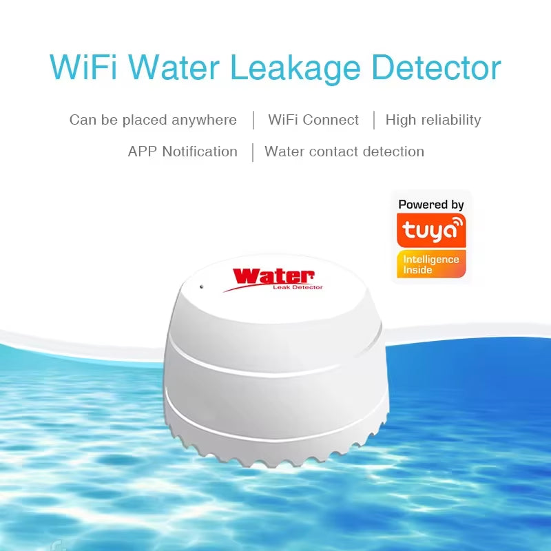 Tuya Wifi Water Leak Detector Flood Sensor Smart Life APP Remote Monitoring Flood Alert Overflow Security with Alexa Google