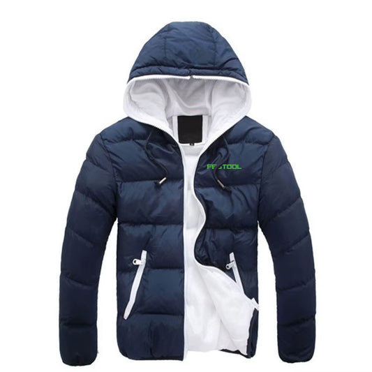 Festool Tools Autumn Winter Jacket Men Jacket Casual Thicken Cotton Padded Jacket Slim Fit Hoodie Zip Clothing Streetwear Coat