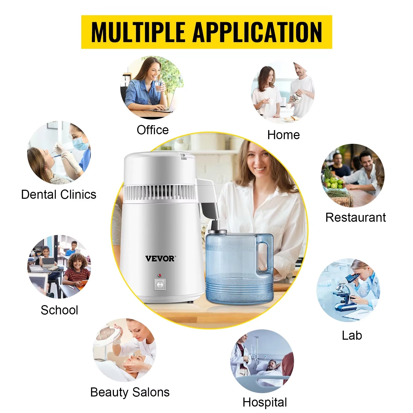 4L Water Distiller Purifier Filter for Drinking Bottle Softener 304 Stainless Steel Home Appliance for Office Use