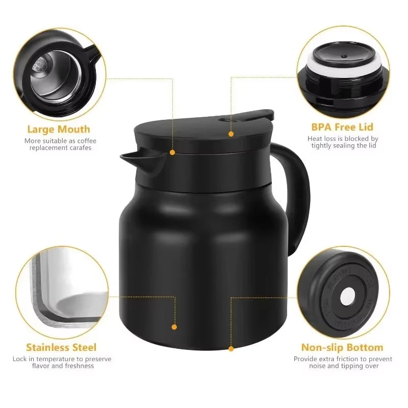 800Ml Stainless Steel Teapot Leak-Proof Thermos Tea Pot with Detachable Tea Filter Milk Coffee Insulation Teapot Thermos Jugs
