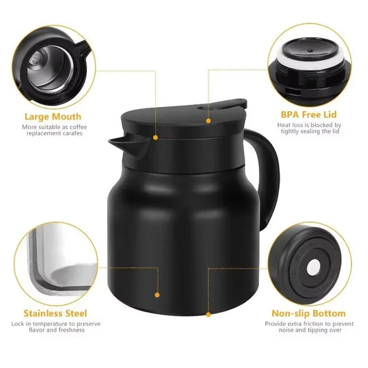 800Ml Stainless Steel Teapot Leak-Proof Thermos Tea Pot with Detachable Tea Filter Milk Coffee Insulation Teapot Thermos Jugs
