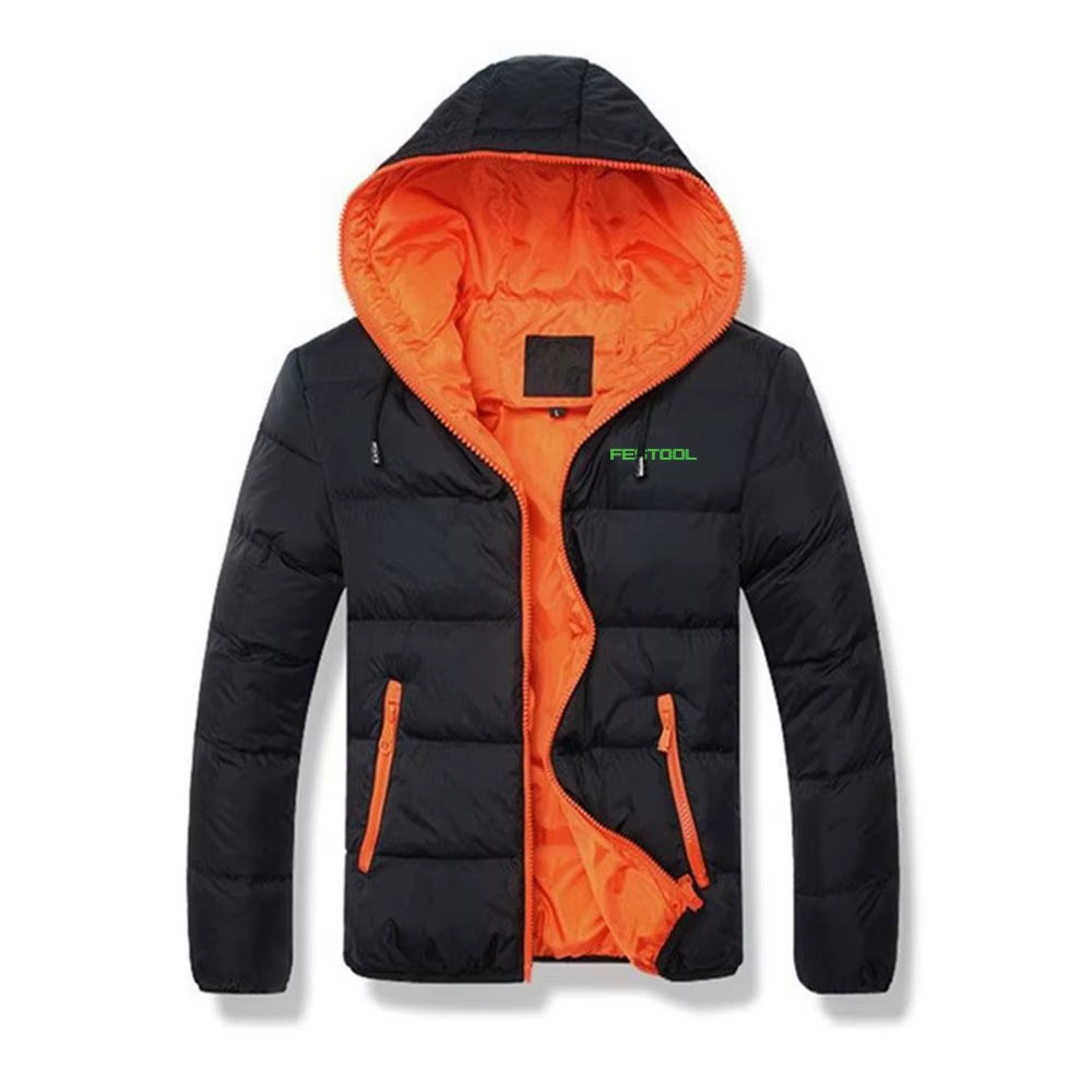 Festool Tools Autumn Winter Jacket Men Jacket Casual Thicken Cotton Padded Jacket Slim Fit Hoodie Zip Clothing Streetwear Coat