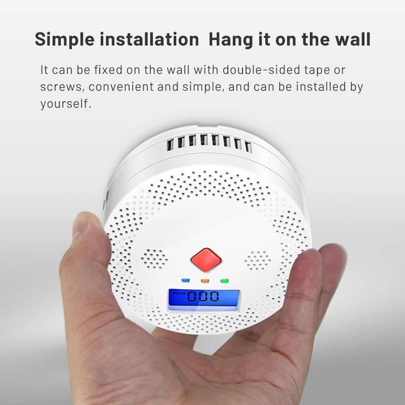 Tuya Wifi Smart Carbon Monoxide Detector Alarm, 85Db Sound Warning, LCD Digital Display, Indoor Real-Time CO Monitor for home, office and factory