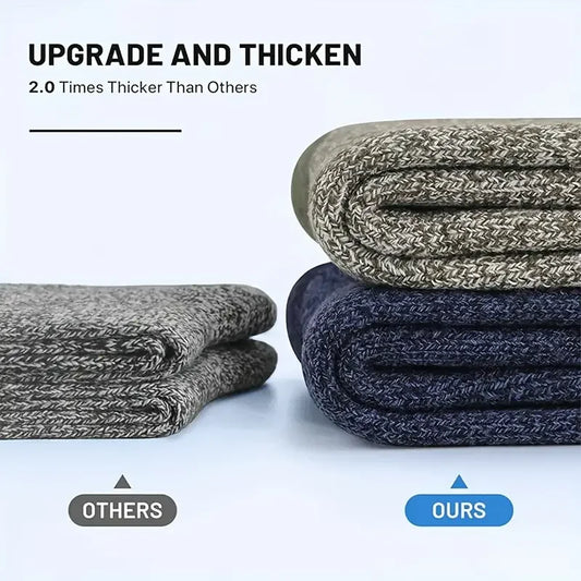 5 Pairs Merino Wool Socks for Men, Super Thick Hiking Socks Thermal Socks for Cold Weather