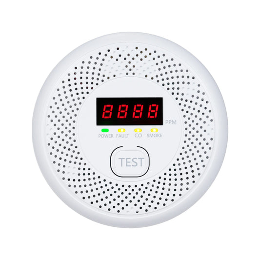 2 in 1 Smoke Carbon Monoxide Alarm Detector Dual Sensor with LCD Display Screen for Homes and Offices