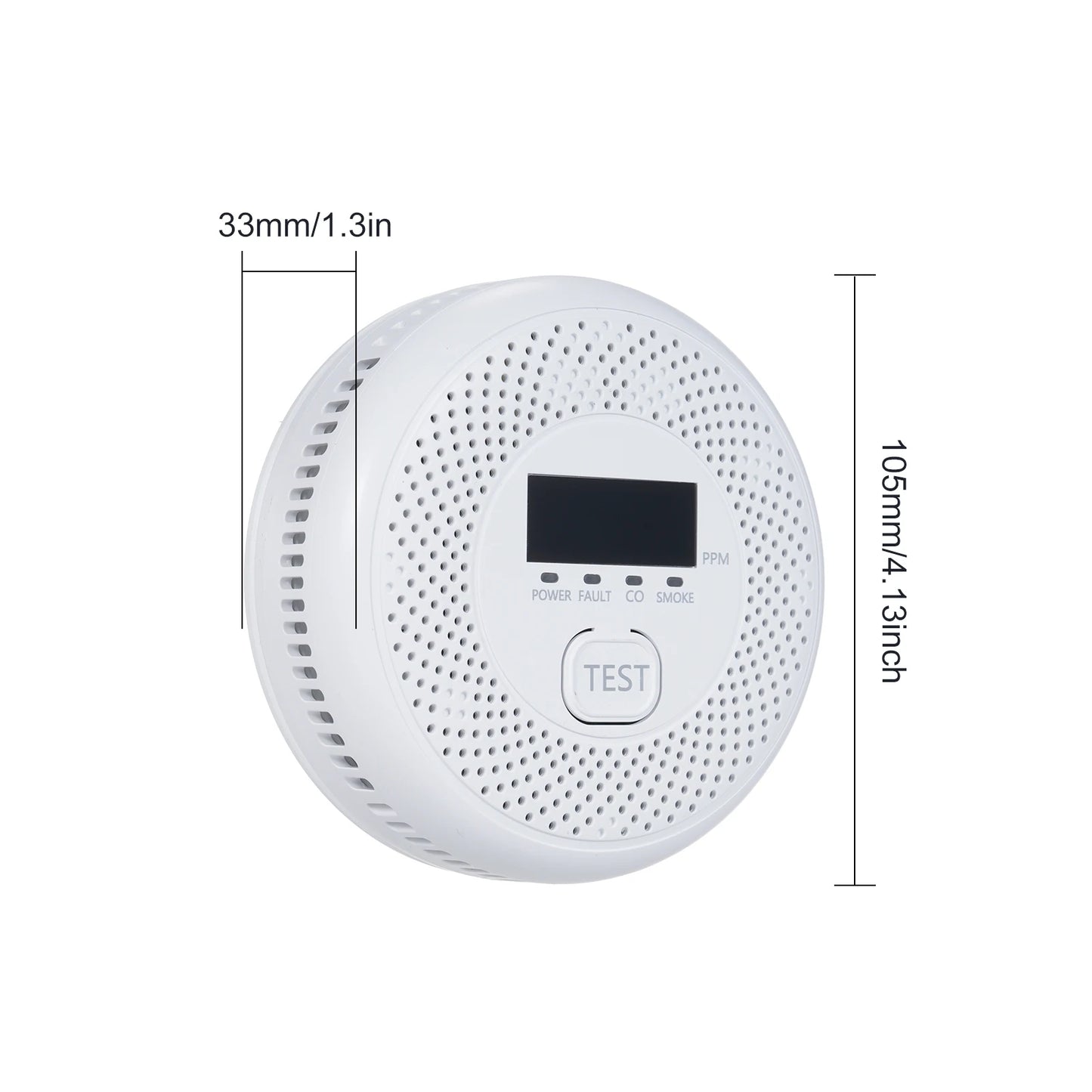 2 in 1 Smoke Carbon Monoxide Alarm Detector Dual Sensor with LCD Display Screen for Homes and Offices