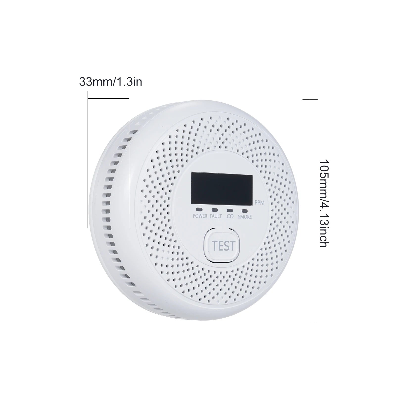 2 in 1 Smoke Carbon Monoxide Alarm Detector Dual Sensor with LCD Display Screen for Homes and Offices