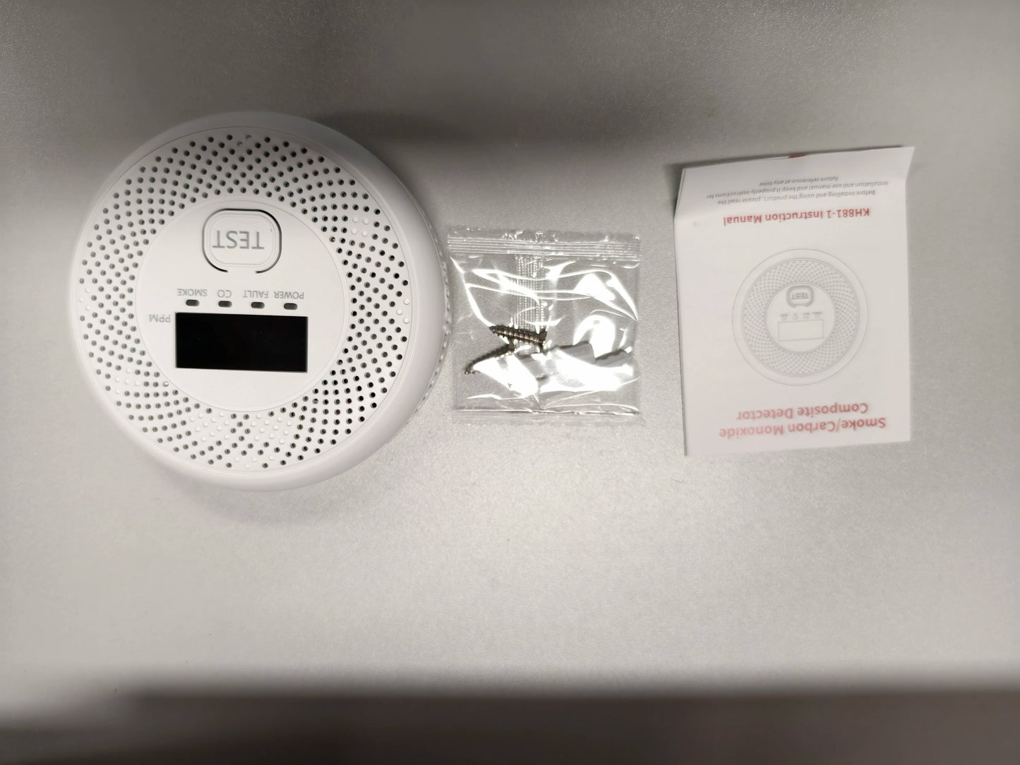 2 in 1 Smoke Carbon Monoxide Alarm Detector Dual Sensor with LCD Display Screen for Homes and Offices