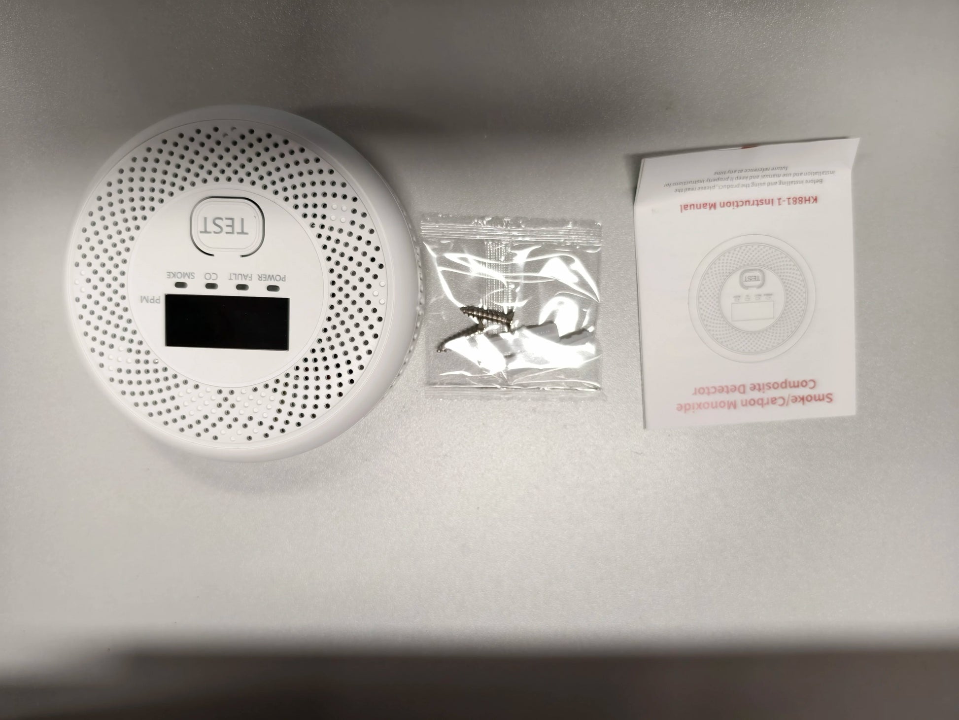 2 in 1 Smoke Carbon Monoxide Alarm Detector Dual Sensor with LCD Display Screen for Homes and Offices