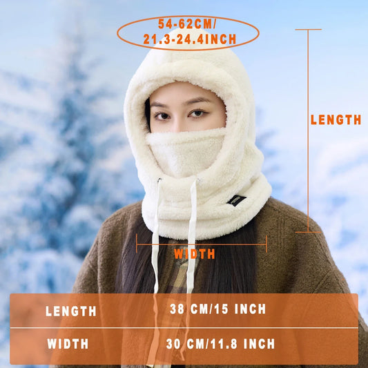 Adjustable Winter Balaclava Hat with Sherpa Hood and Windproof Ski Face Cover for Men and Women