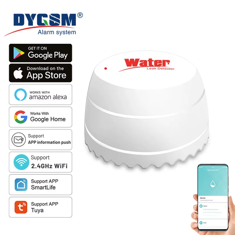 Tuya Wifi Water Leak Detector Flood Sensor Smart Life APP Remote Monitoring Flood Alert Overflow Security with Alexa Google
