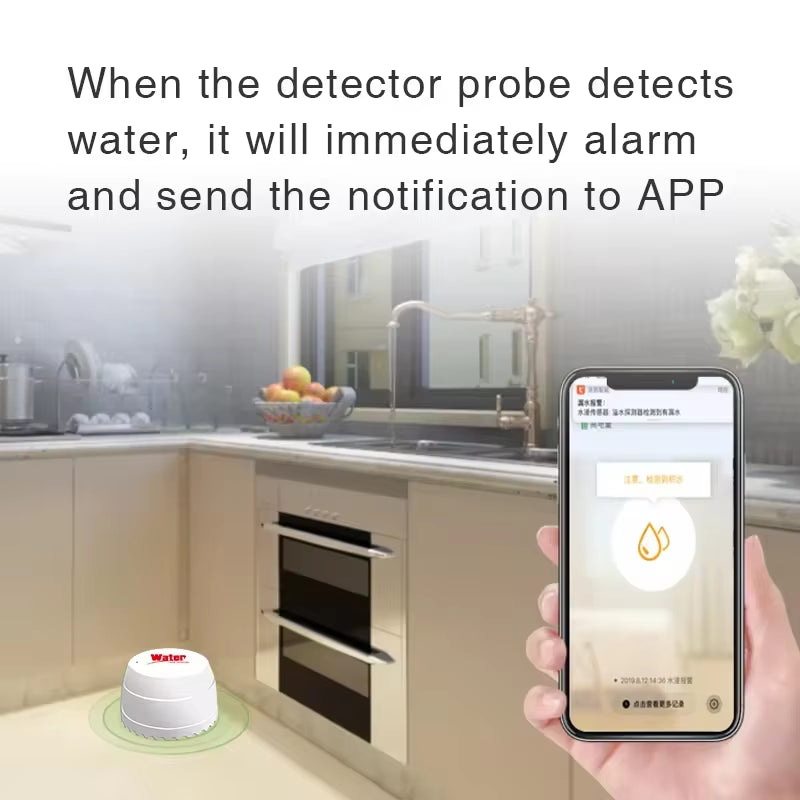 Tuya Wifi Water Leak Detector Flood Sensor Smart Life APP Remote Monitoring Flood Alert Overflow Security with Alexa Google