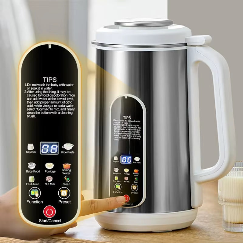 110V/220V Soy Milk Maker 1.2L Filter-Free High Speed Wall Breaking Machine with High Temperature Cleaning Soy Milk Machine