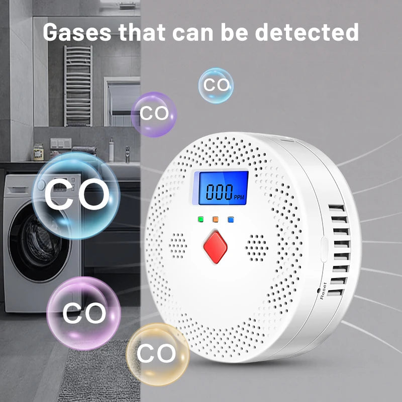 Tuya Wifi Smart Carbon Monoxide Detector Alarm, 85Db Sound Warning, LCD Digital Display, Indoor Real-Time CO Monitor for home, office and factory