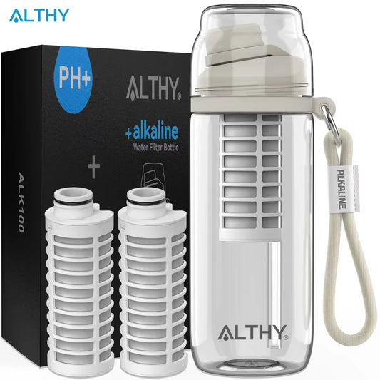 Alkaline Water Filter Bottle，Up to PH 9.5，Added Minerals & Electrolytes，Composite Alkalize & Filtration System，Bpa Free