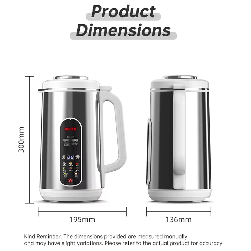 110V/220V Soy Milk Maker 1.2L Filter-Free High Speed Wall Breaking Machine with High Temperature Cleaning Soy Milk Machine