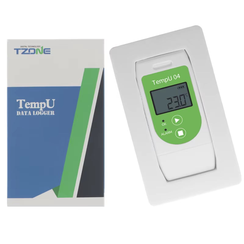 USB Temperature and Relative-Humidity Data Logger with large 32000 points recording capacity, PDF ALCOA+ compliant reports, adjustable start-time/date and logging-intervals, reusable 