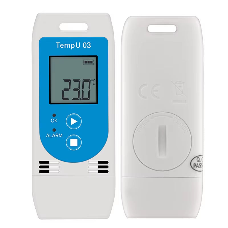 USB Temperature and Relative-Humidity Data Logger with large 32000 points recording capacity, PDF ALCOA+ compliant reports, adjustable start-time/date and logging-intervals, reusable 
