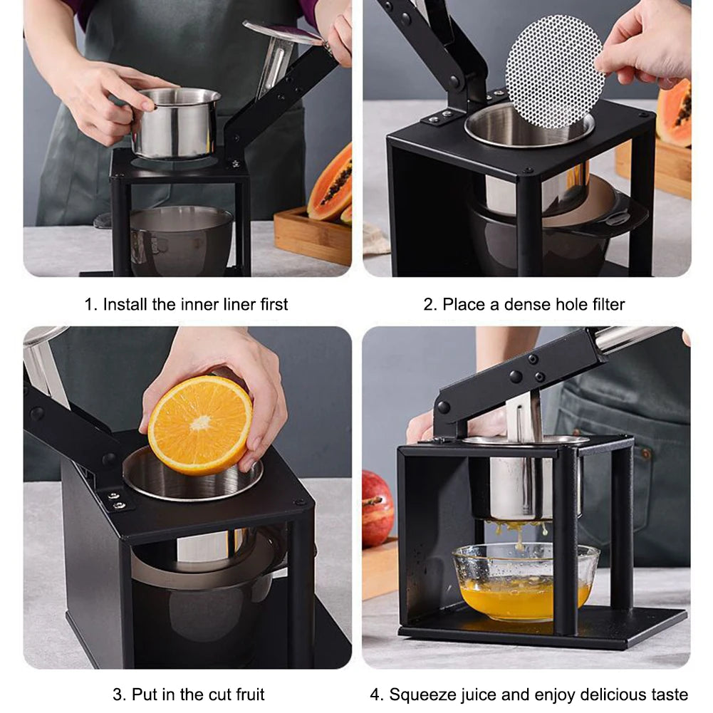 Manual Thickened Stainless Steel Fruit Juicer Extractor Home Hand Press Squeezer Vegetable Orange Juice Press Portable Blender